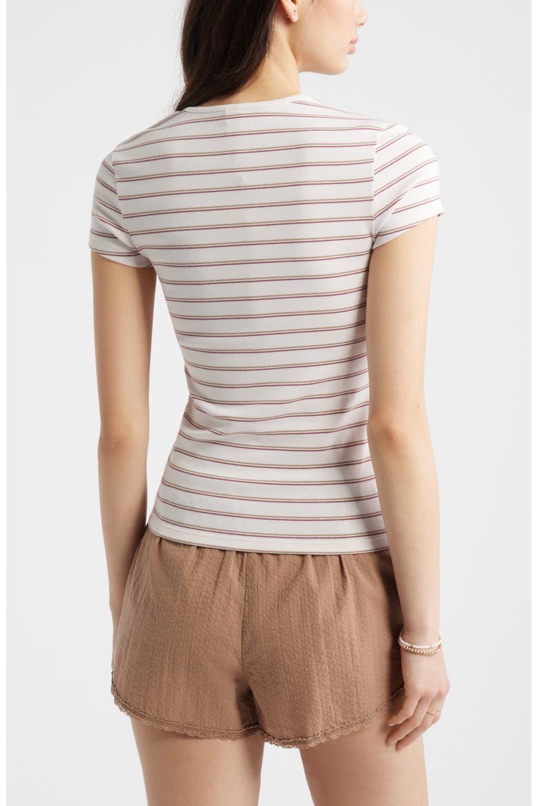Stretch Cotton Blend Baby Tee, Alternate, color, PINK H BURG LANA STRIPE