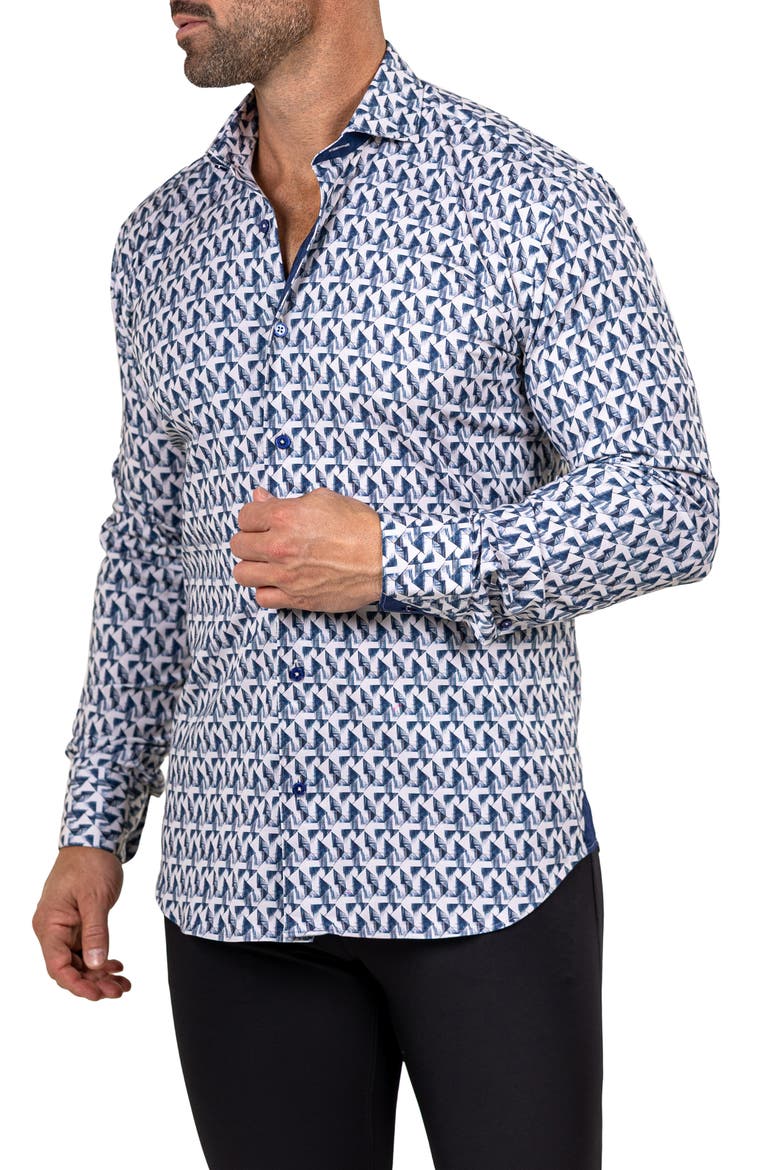 Eins Marthy Contemporary Fit Button-Up Shirt, Alternate, color, WHITE/BLUE