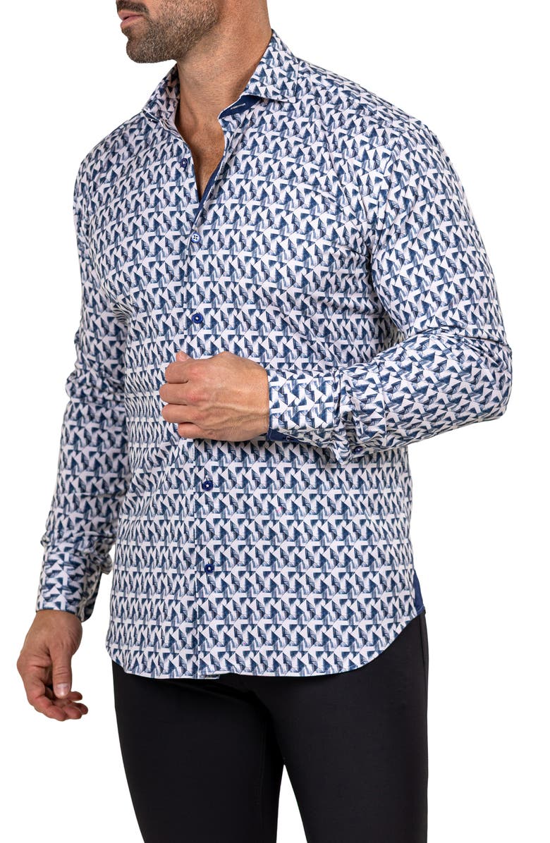 Maceoo Eins Marthy Contemporary Fit Button-Up Shirt, Alternate, color, White/Blue