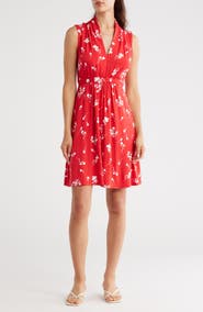 French Connection Floral Tie Waist Jersey Dress