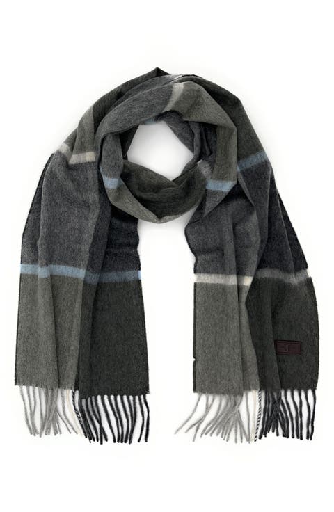 Plaid Colorblock Cashmere Fringe Scarf