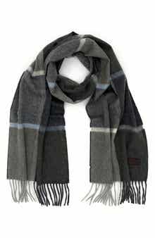 Hickey Freeman Plaid Colorblock Cashmere Fringe Scarf