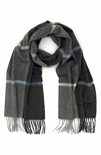 Hickey Freeman Plaid Colorblock Cashmere Fringe Scarf