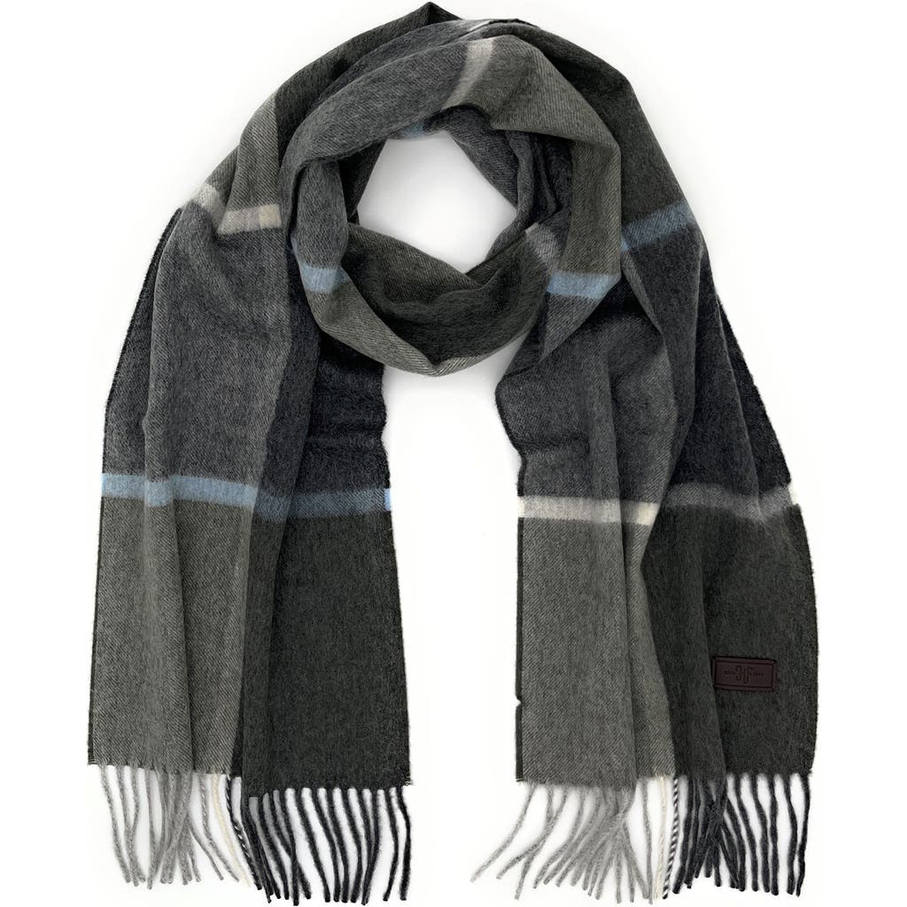 Hickey Freeman Plaid Colorblock Cashmere Fringe Scarf In Multi