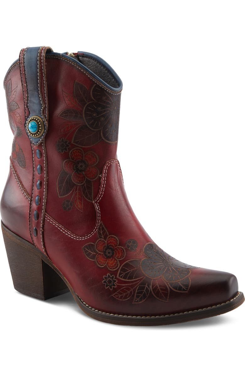 L'Artiste by Spring Step Cahoots Western Boot, Main, color, Dark Red Multi