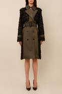 Contessa Mills Claw Lace-Trimmed Elegant Cinched Trench Coat