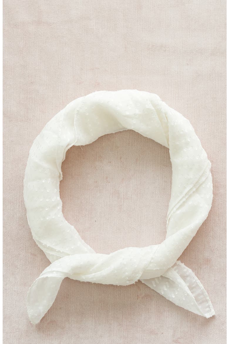 Swiss Dot Square Silk Blend Scarf, Alternate, color, WHITE