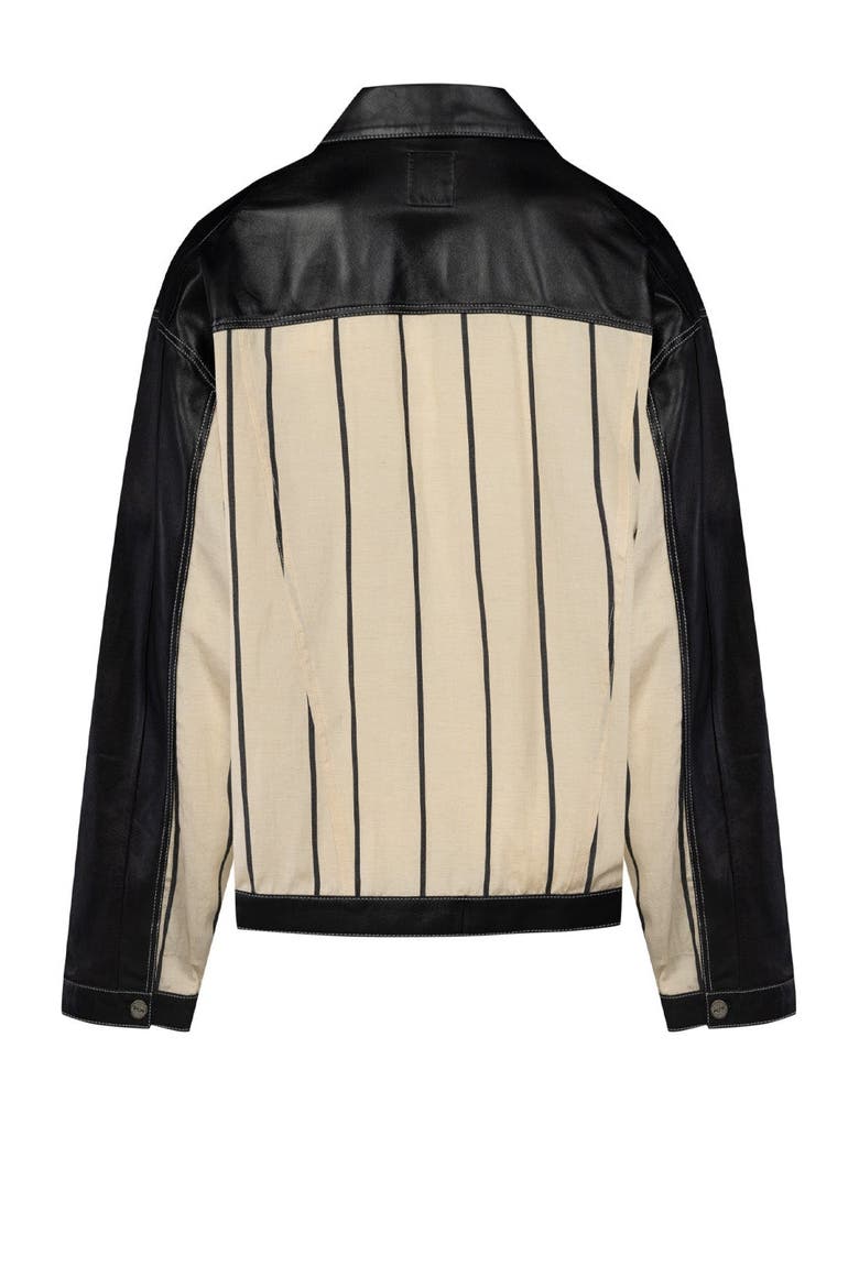 Silk & Linen Blend Free Heaven Kutnia Striped Vegan Leather Jacket, Alternate, color, grey