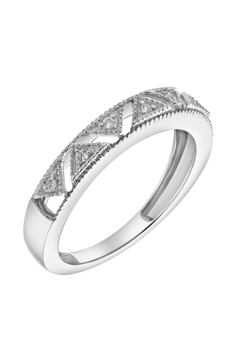 Prism 14K Gold Round Diamond Studded Stackable Ring - 0.05cts, Alternate, color, 14K White Gold