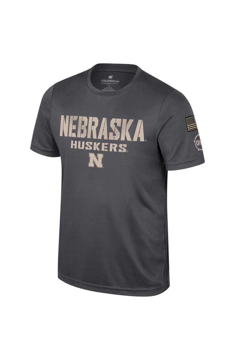 COLOSSEUM Men's Colosseum Charcoal Nebraska Huskers OHT Military Appreciation  T-Shirt, Alternate, color, 