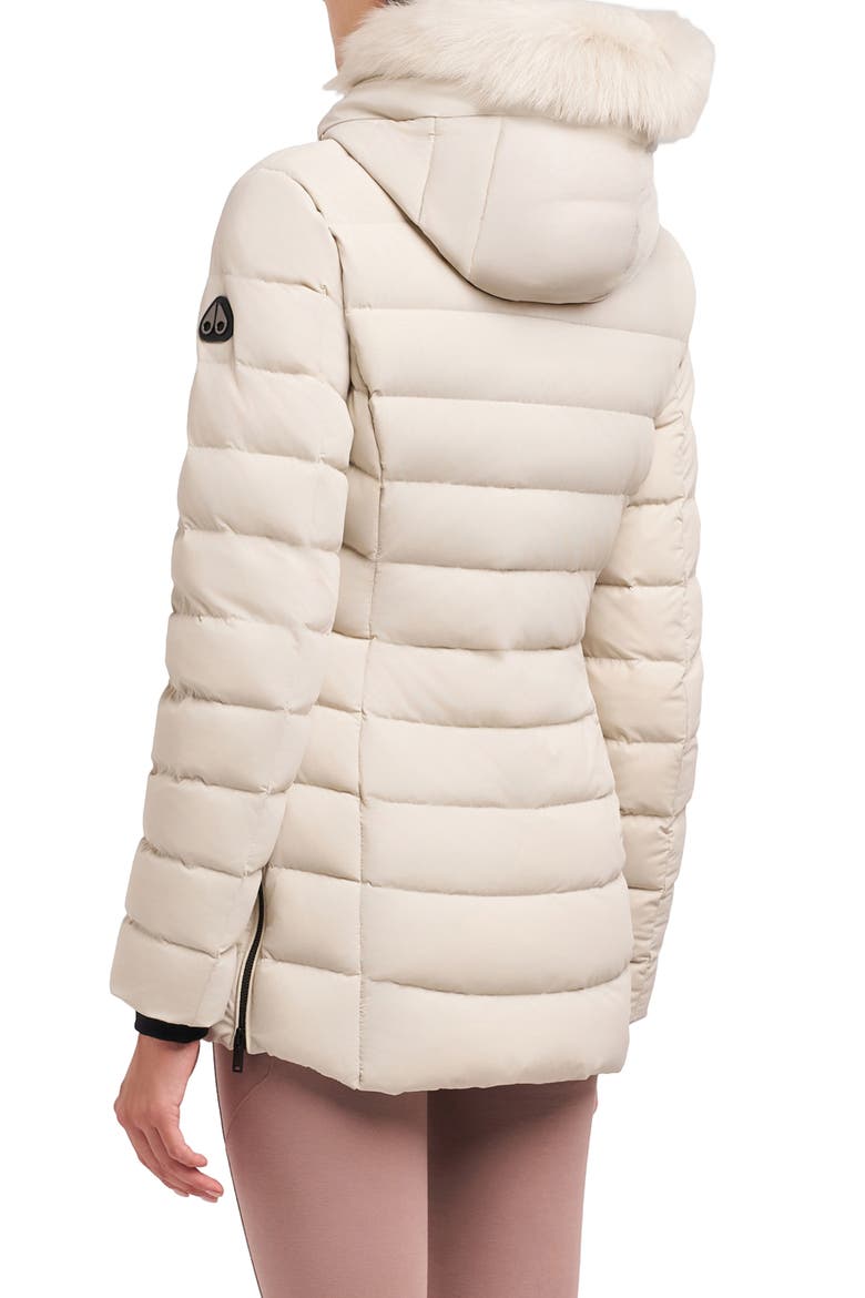 Roselawn 5 Water Repellent 800 Fill Power Down Puffer Jacket with Genuine Shearling Trim, Alternate, color, ALABASTER W/ ALABASTER SH
