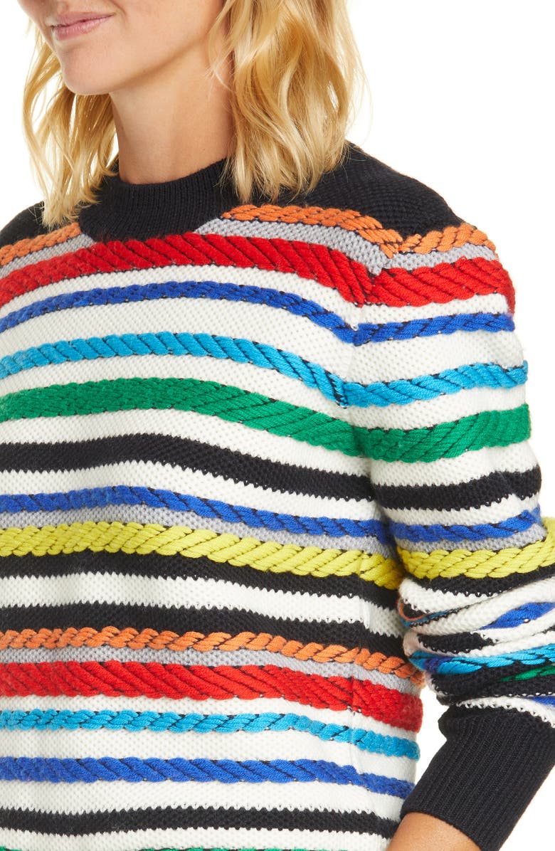 La Ligne Fair Isle Mix Stitch Merino Wool Sweater, Alternate, color, 