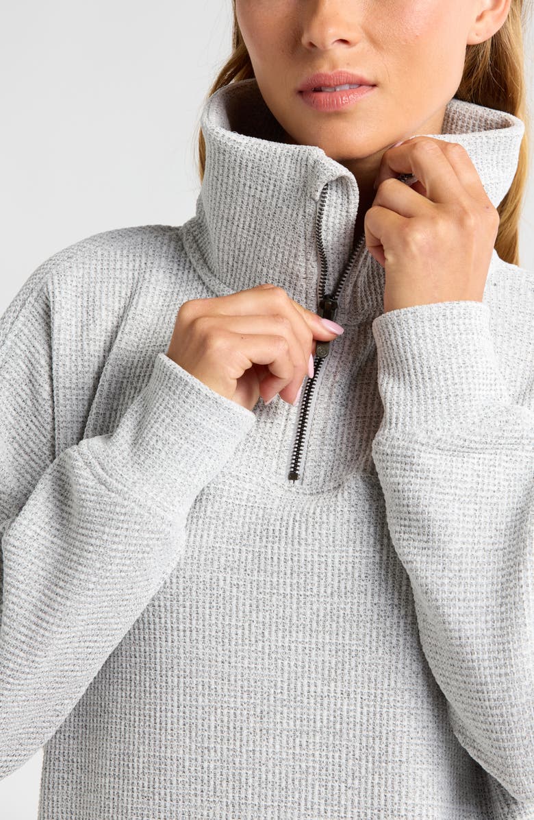Zella Half Zip Waffle Stitch Sweatshirt, Alternate, color, Grey Marl