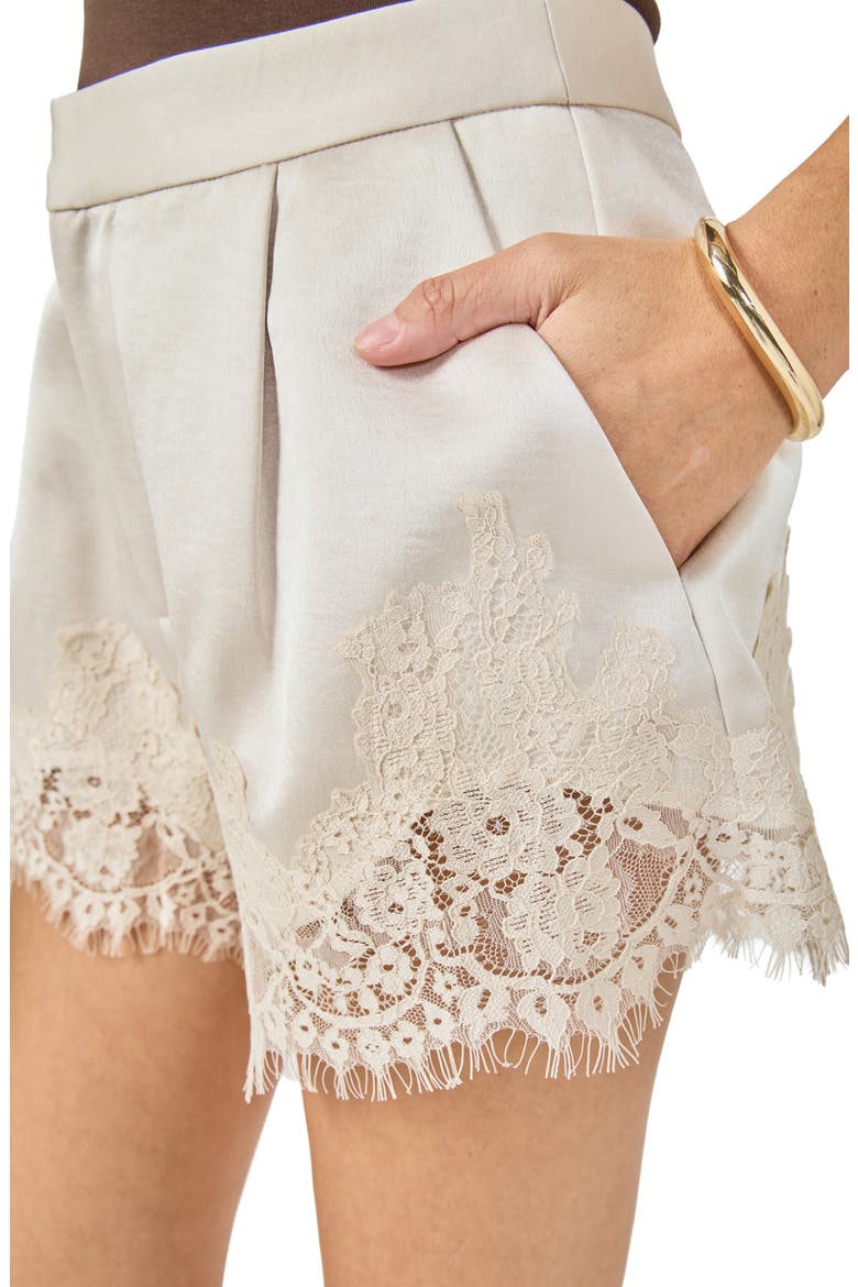 Lace Trimmed Satin Shorts, Alternate, color, CHAMPAGNE
