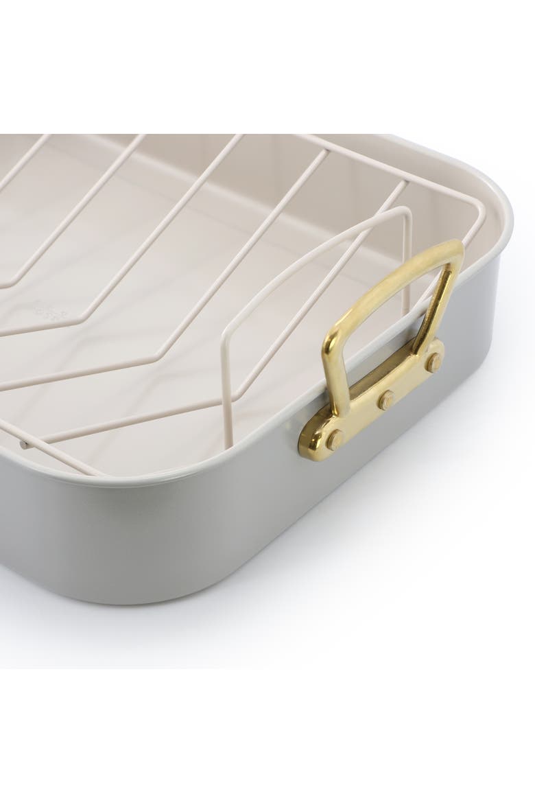 2 Piece Nonstick Steel Roaster Pan with Rack, Alternate, color, Brown