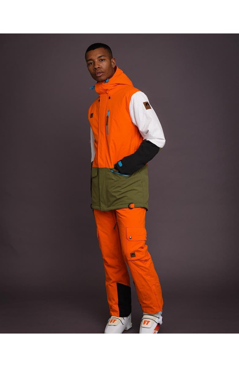 OOSC Yeh Man Men's Ski & Snowboard Jacket - Orange, Khaki & White, Alternate, color, Orange, Khaki, White
