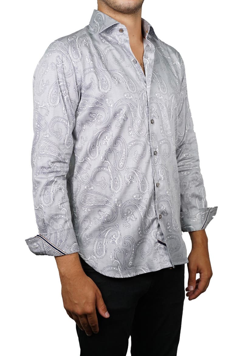 Paisley Inlay Print Long Sleeve Shirt, Alternate, color, TAN