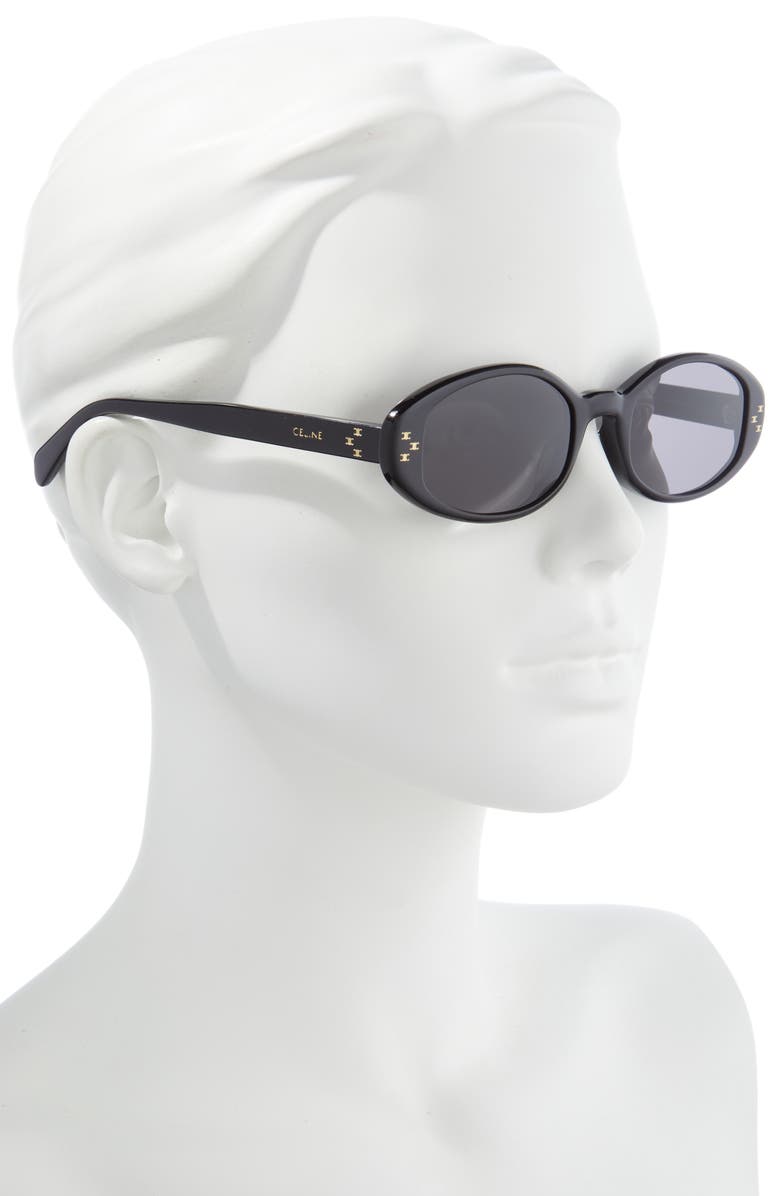 CELINE 52mm Triomphe Dot Oval Sunglasses, Alternate, color, 