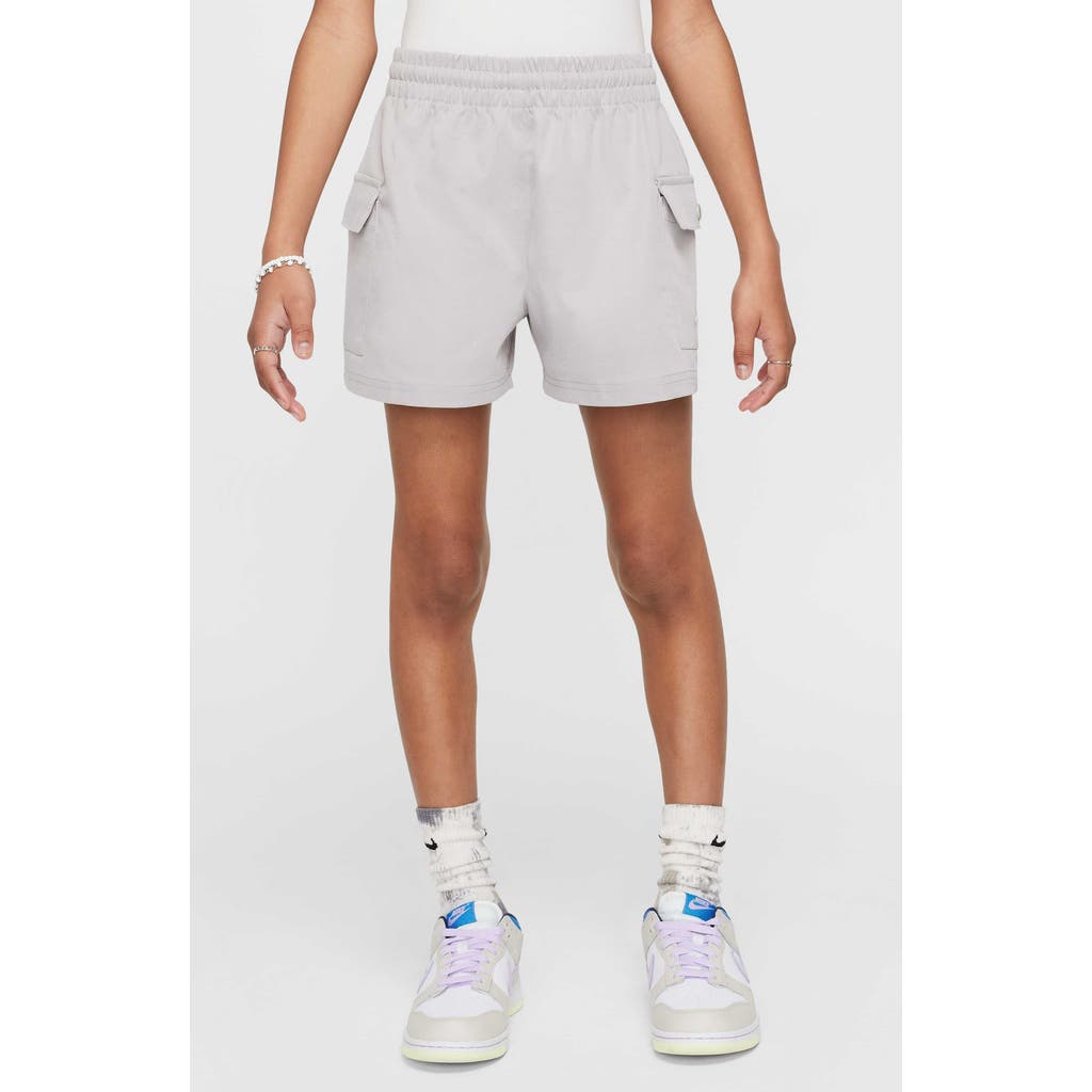 Nike Women's Sportswear Girls' Woven Cargo Shorts In College Grey/white