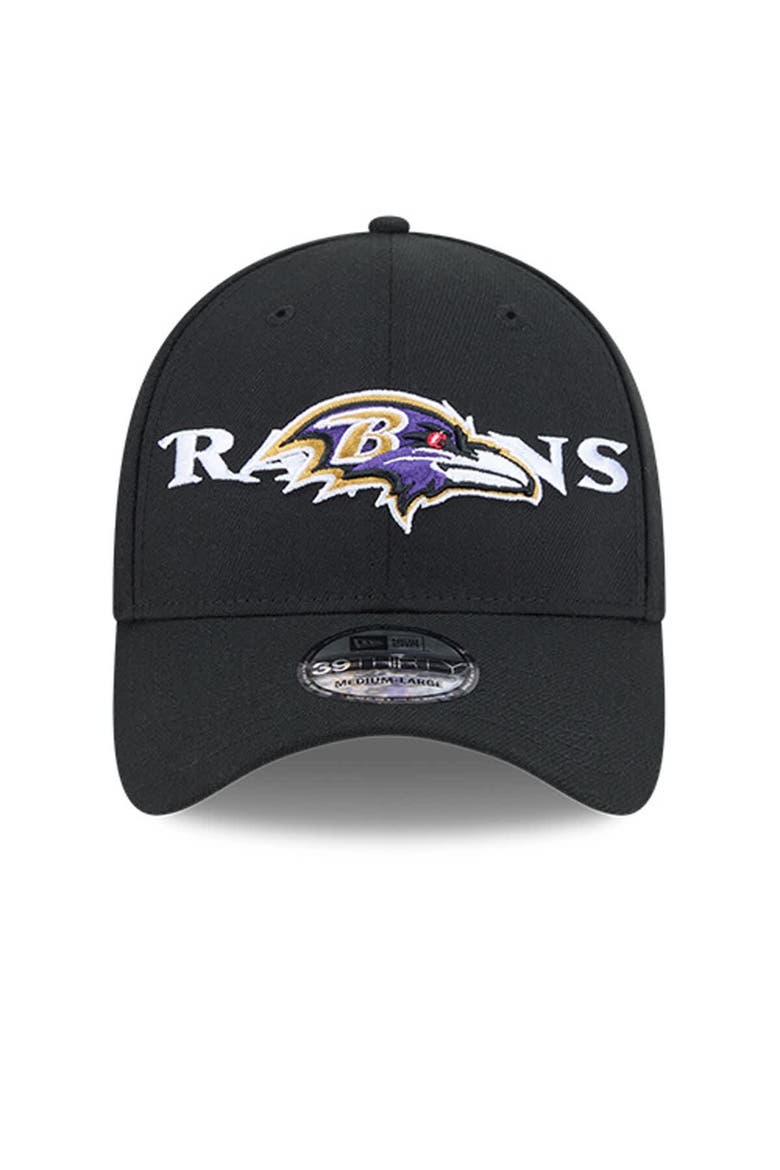 Men's New Era Black Baltimore Ravens Overlap Logo 39THIRTY Stretch Fit Hat, Alternate, color, Black