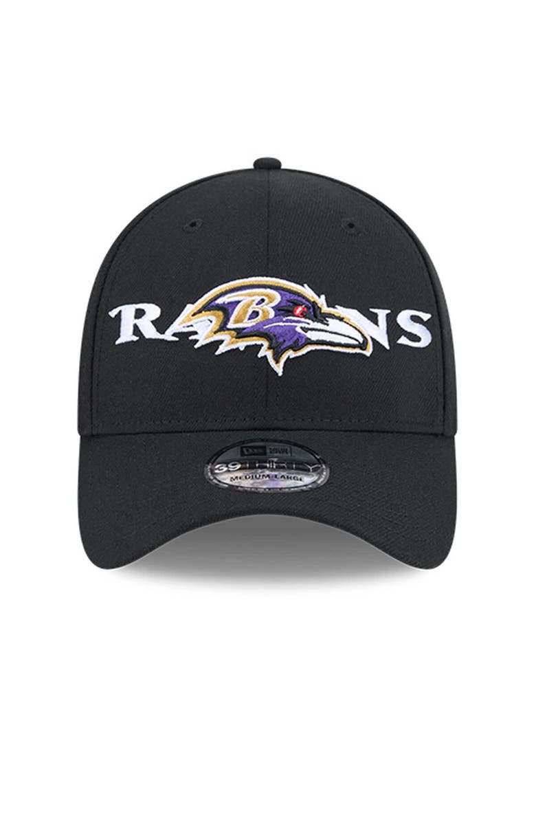 New Era Men's New Era Black Baltimore Ravens Overlap Logo 39THIRTY Stretch Fit Hat, Alternate, color, Black