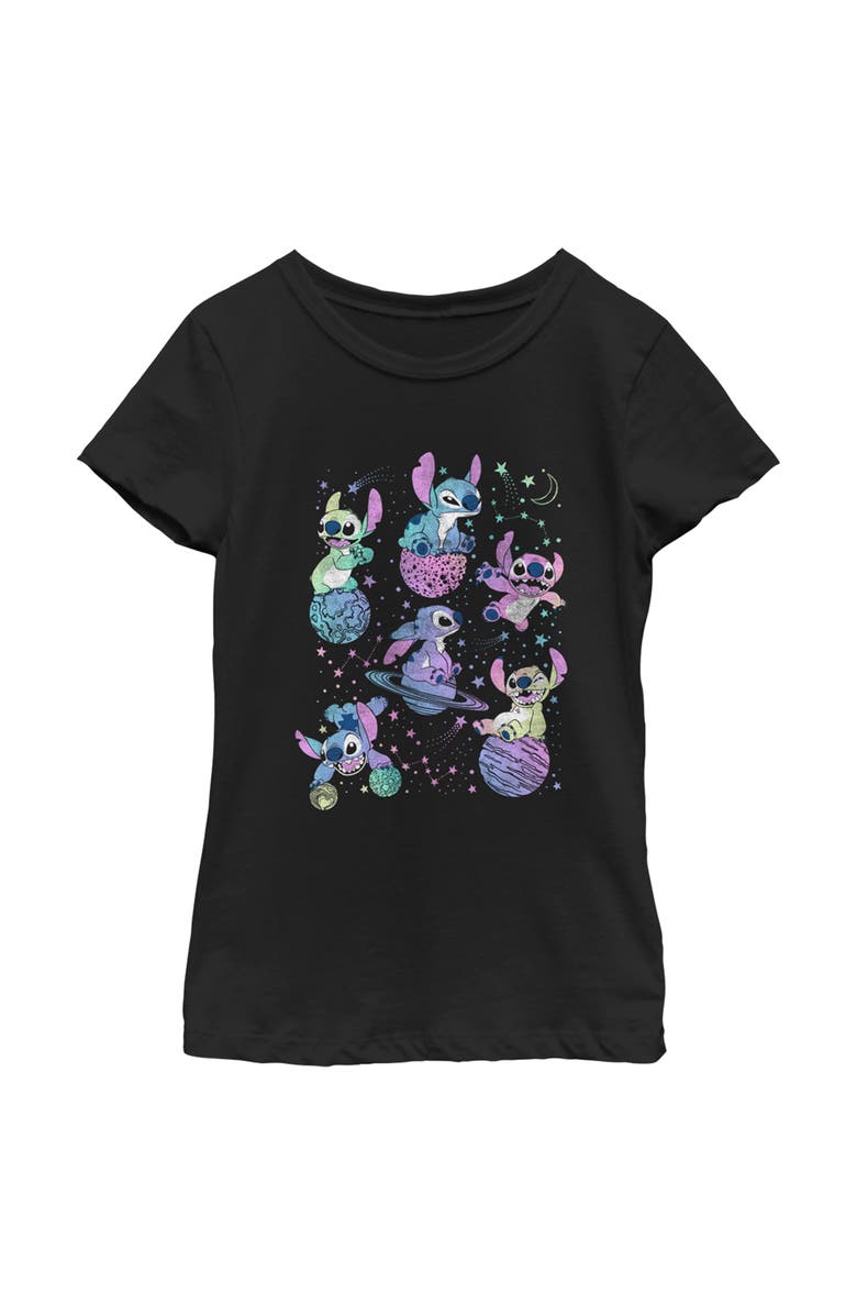 Lilo & Stitch Girl's Lilo & Stitch Planetary Stitch  Graphic T-Shirt, Main, color, Black
