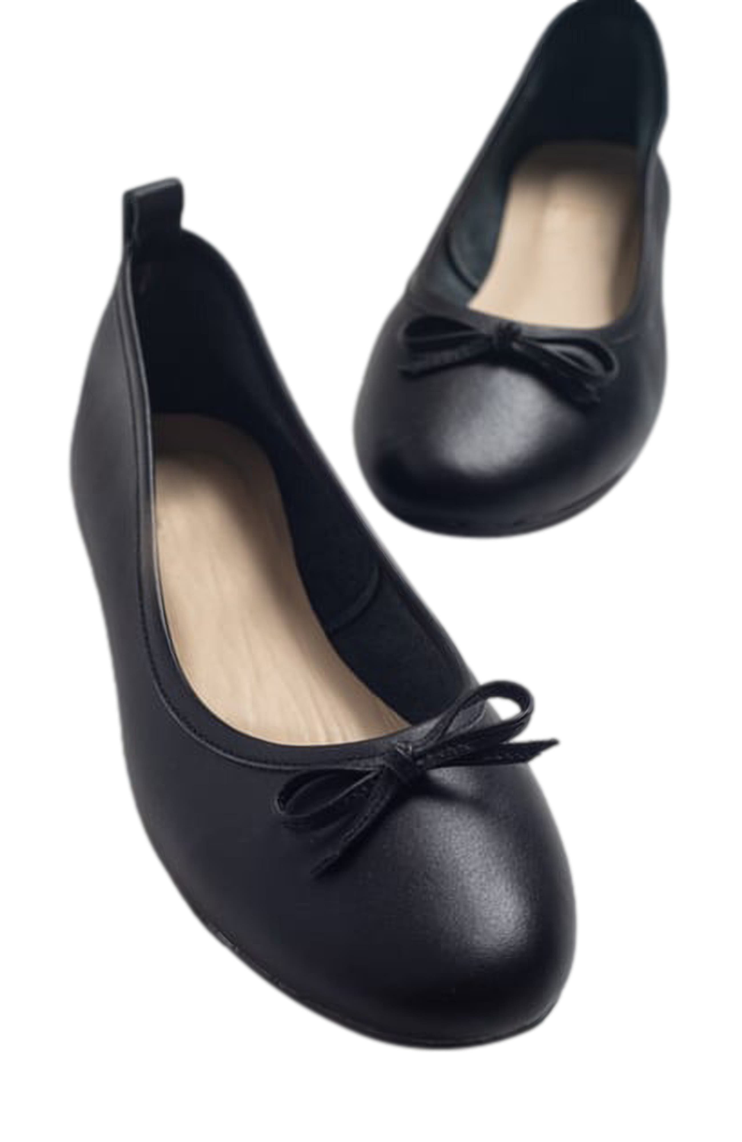 Forever & Always Shoes Florence Leather Ballerina Flats, Alternate, color, Black Leather