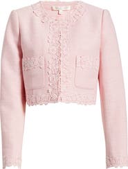 LoveShackFancy Leilana Lace Accent Crop Jacket