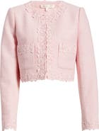 LoveShackFancy Leilana Lace Accent Crop Jacket