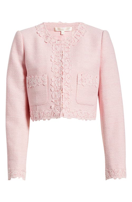 LOVESHACKFANCY LOVESHACKFANCY LEILANA LACE ACCENT CROP JACKET