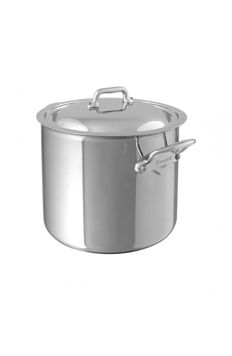 Mauviel M'Cook 9.1 qt. Ferritic Steel Magnetic Stock Pot with Lid, Main, color, Silver