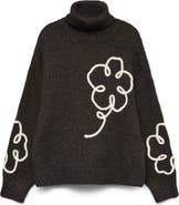 VERO MODA Fatima Floral Turtleneck Graphic Sweater