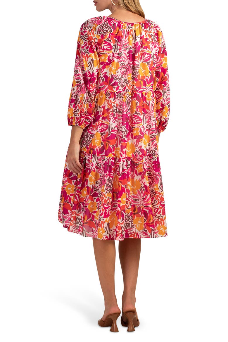 Tangier Floral Balloon Sleeve Cotton Shift Dress, Alternate, color, ROCKROSE MULTI