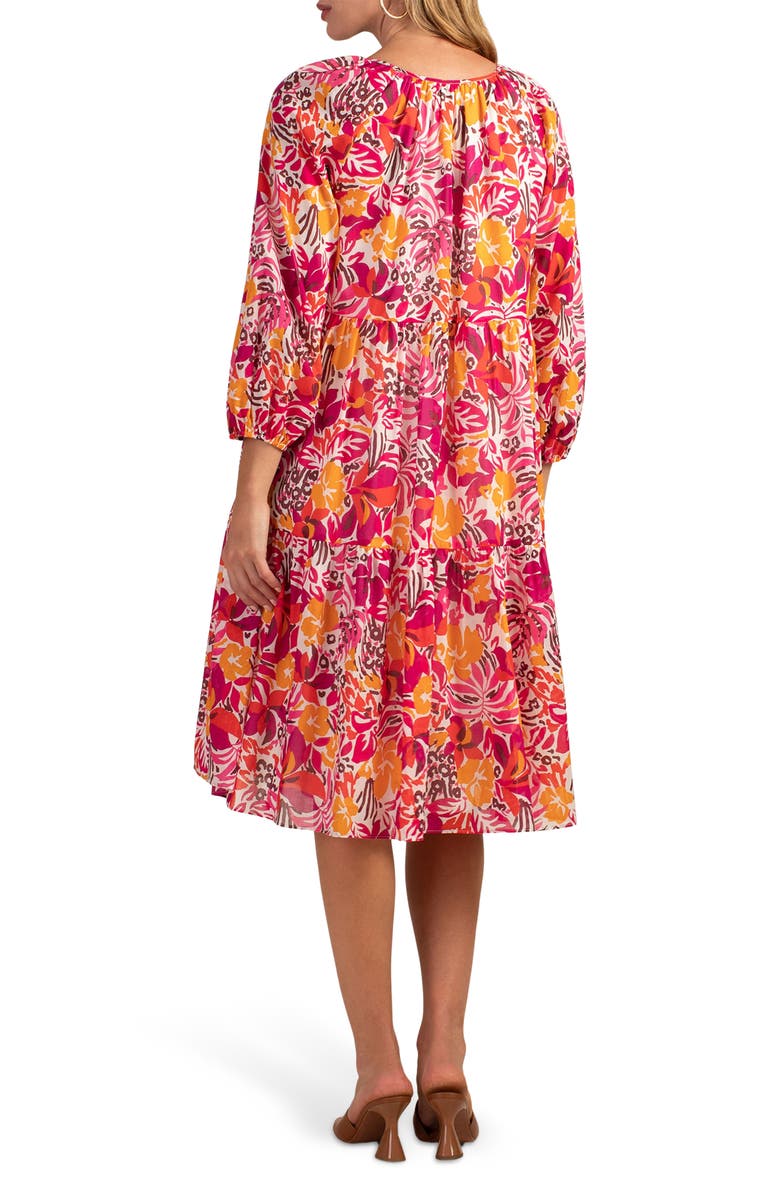 Trina Turk Tangier Floral Balloon Sleeve Cotton Shift Dress, Alternate, color, Rockrose Multi