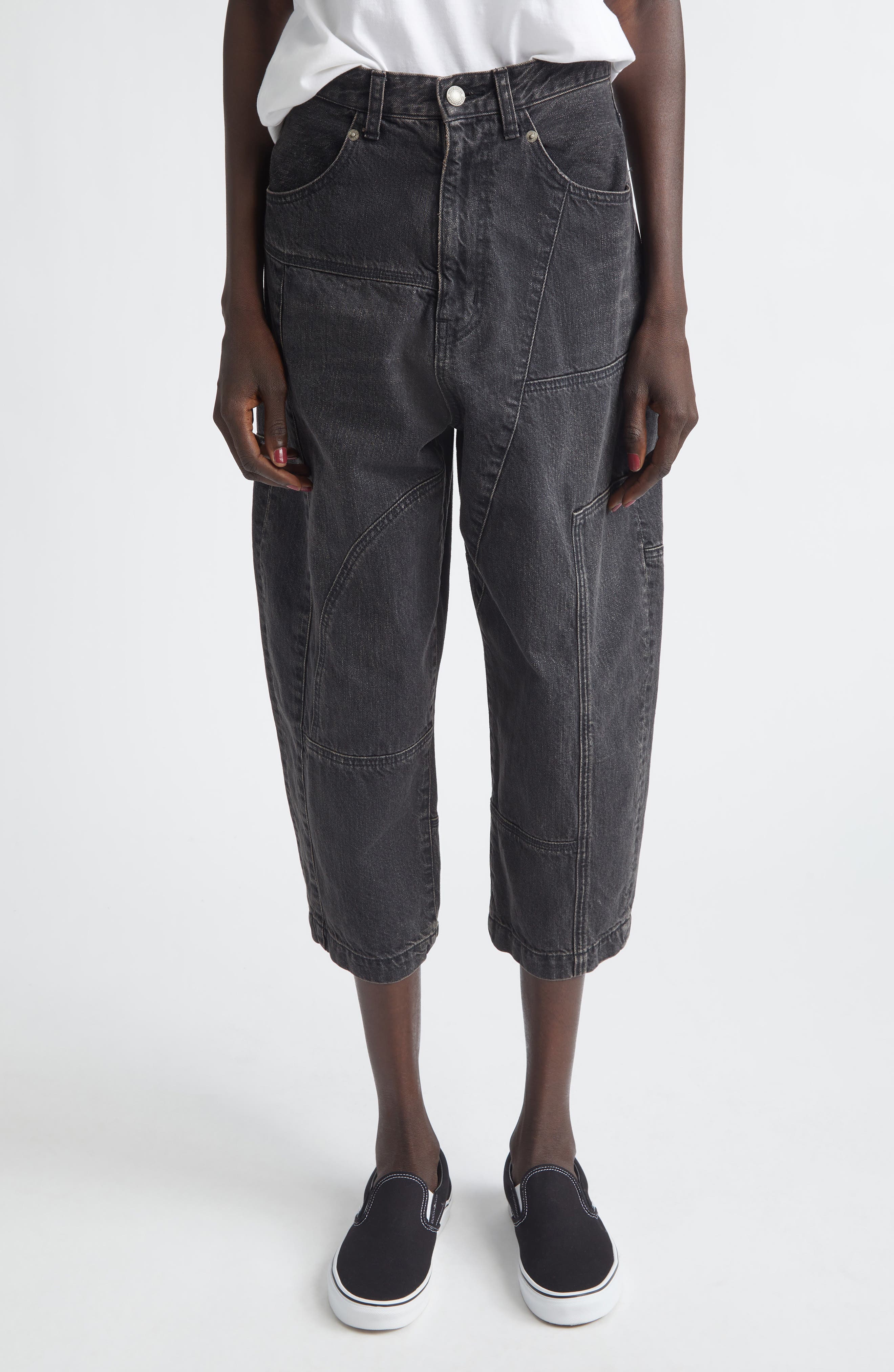 Cotton Denim Barrel Leg Jeans