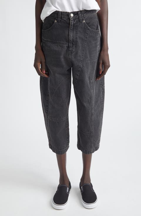 Cotton Denim Barrel Leg Jeans