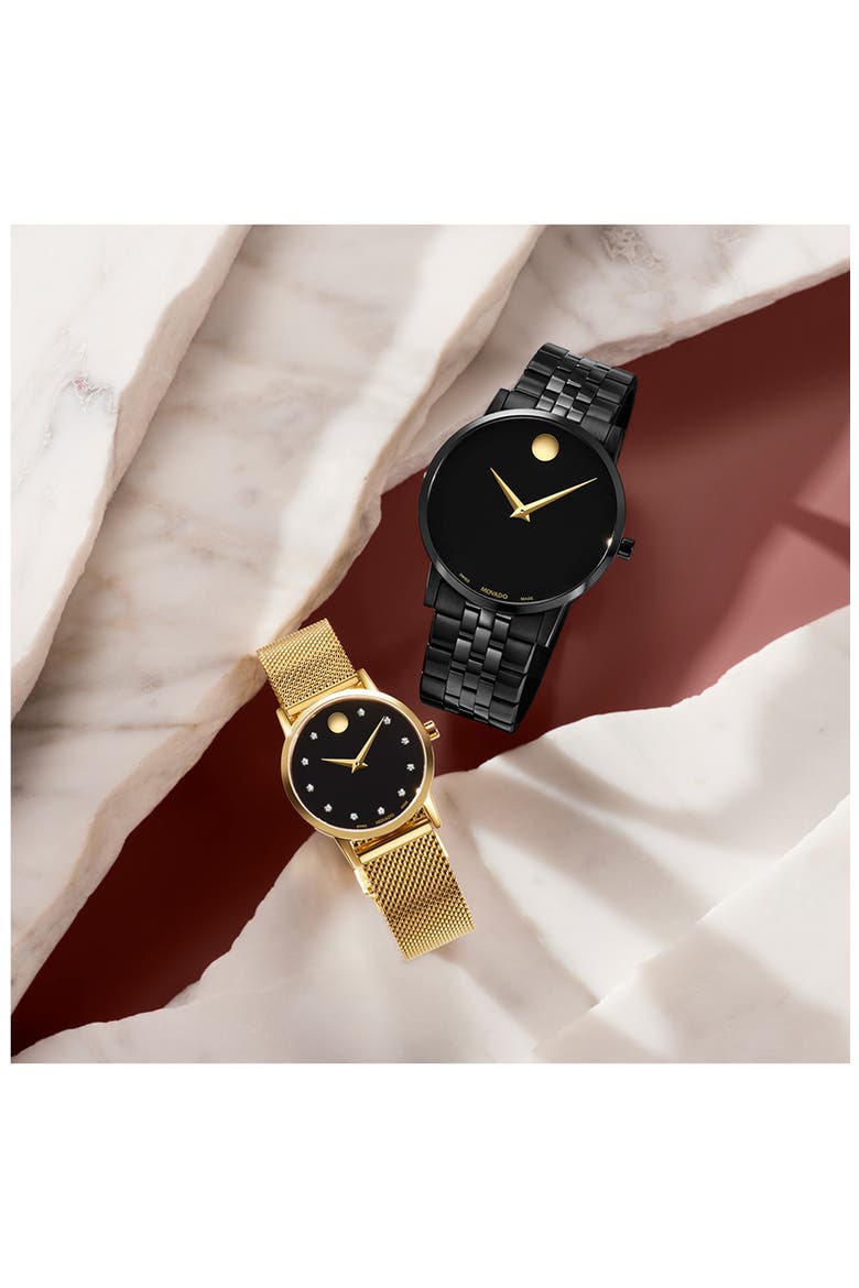 Museum Diamond Classic Bracelet Watch, 40mm, Alternate, color, BLACK