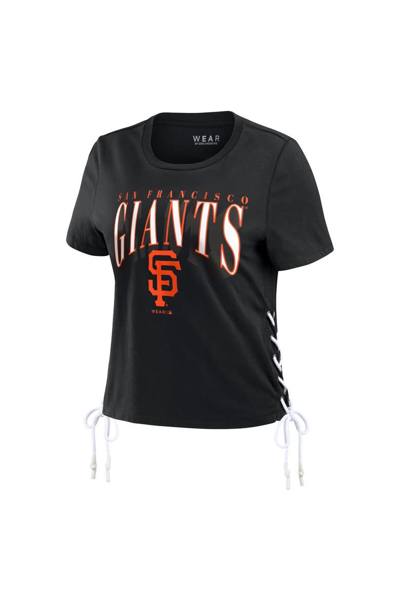 Women's WEAR by Erin Andrews Black San Francisco Giants Side Lace-Up Cropped T-Shirt, Alternate, color, Black