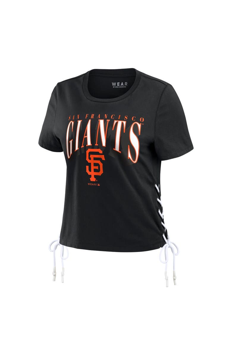 WEAR by Erin Andrews Women's WEAR by Erin Andrews Black San Francisco Giants Side Lace-Up Cropped T-Shirt, Alternate, color, Black