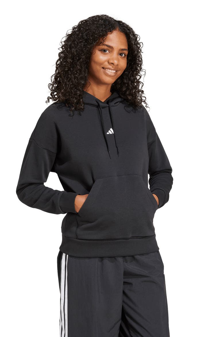 Essentials French Terry Hoodie, Alternate, color, BLACK/ WHITE