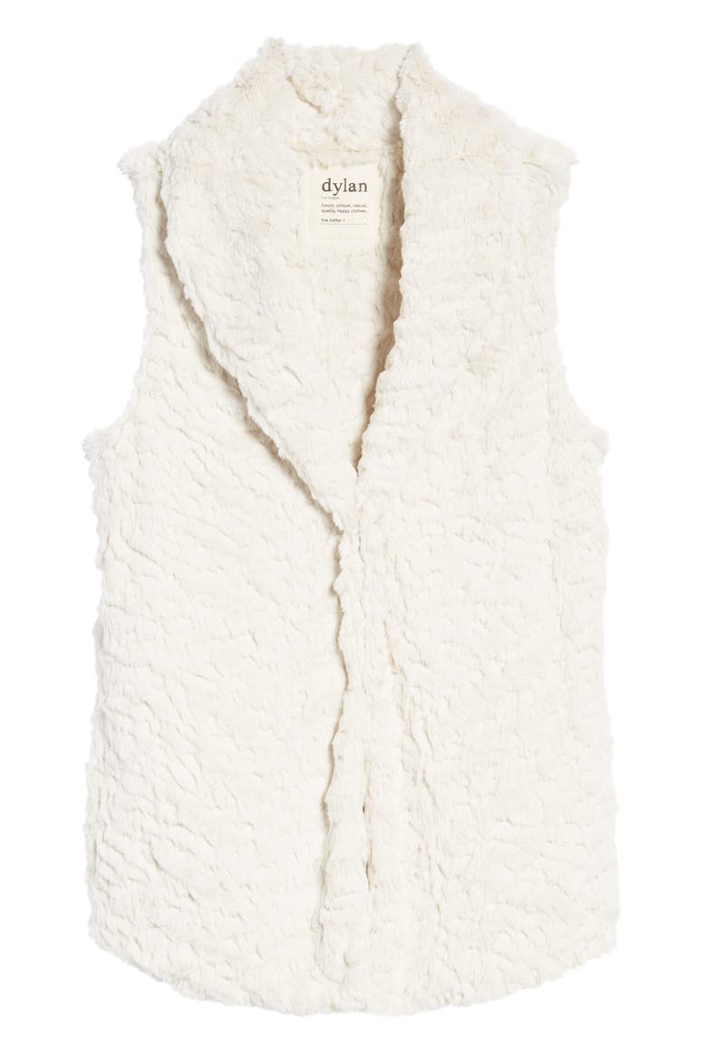 Silky Faux Fur Shawl Collar Vest, Alternate, color, WHITE