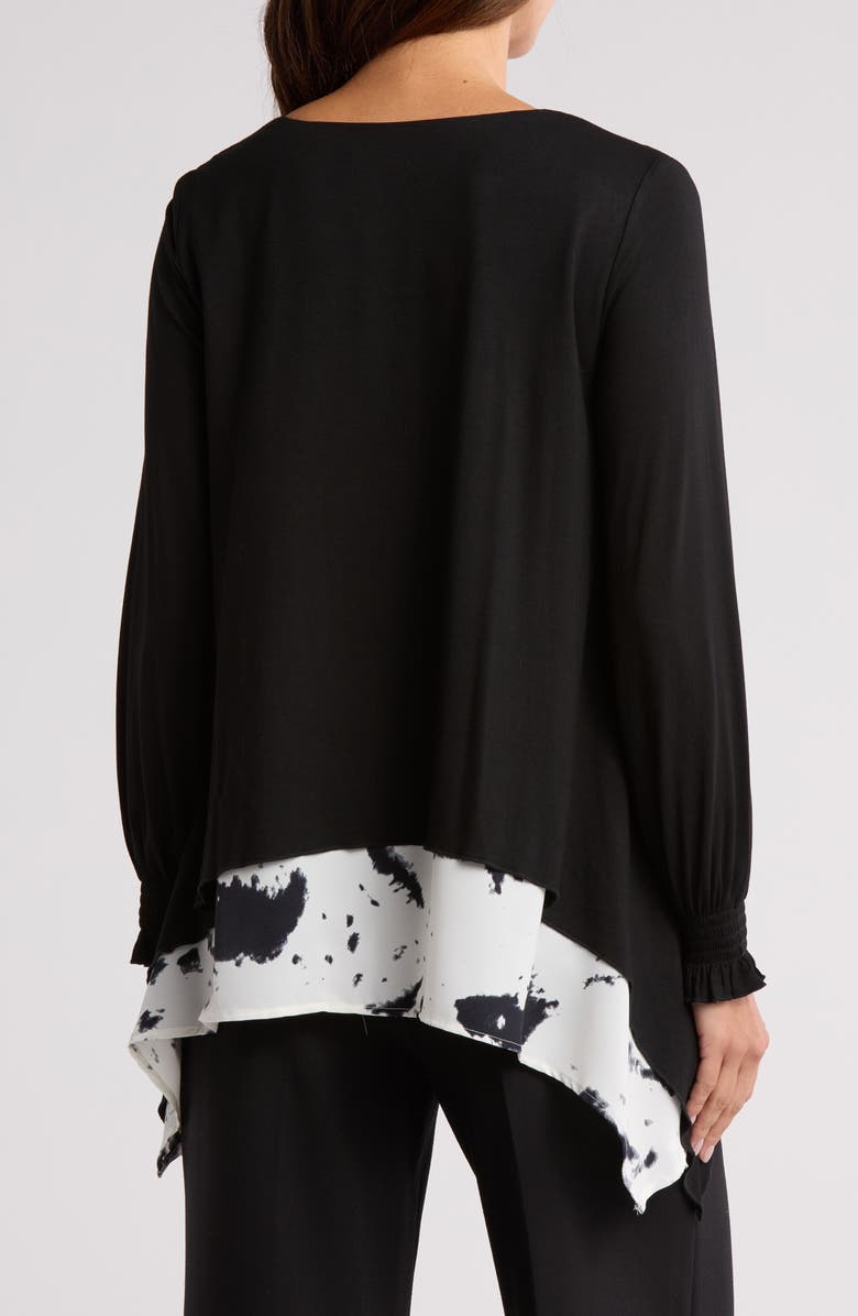 PATRIZIA LUCA Bell Sleeve Babydoll Top, Alternate, color, Black