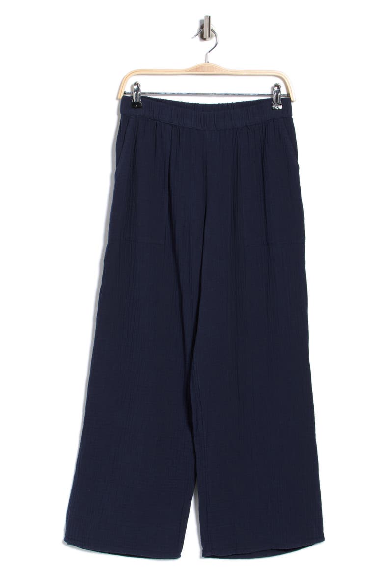 Cotton Gauze Pull-On Pants, Alternate, color, NAVY STILL