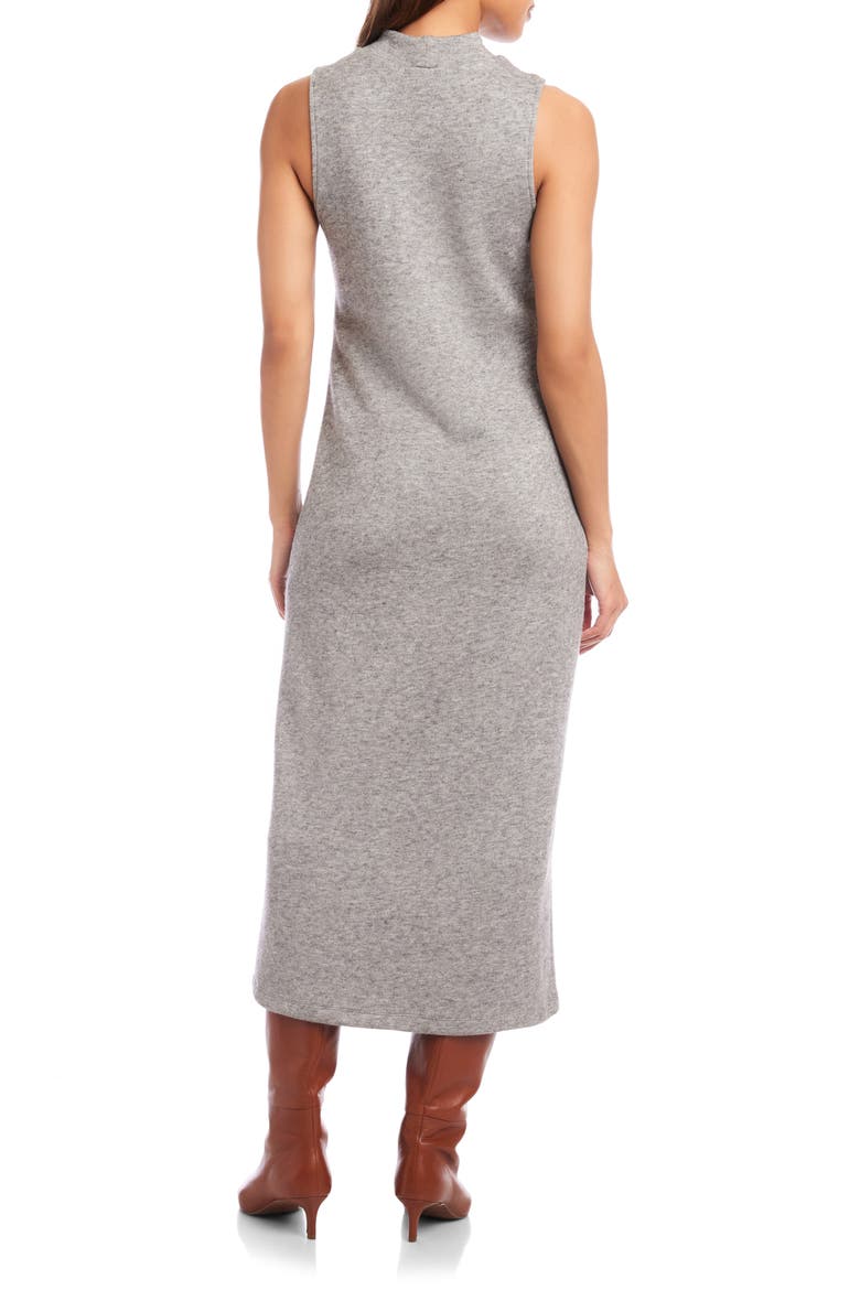 Lauren Button Detail Sleeveless Dress, Alternate, color, GRAY