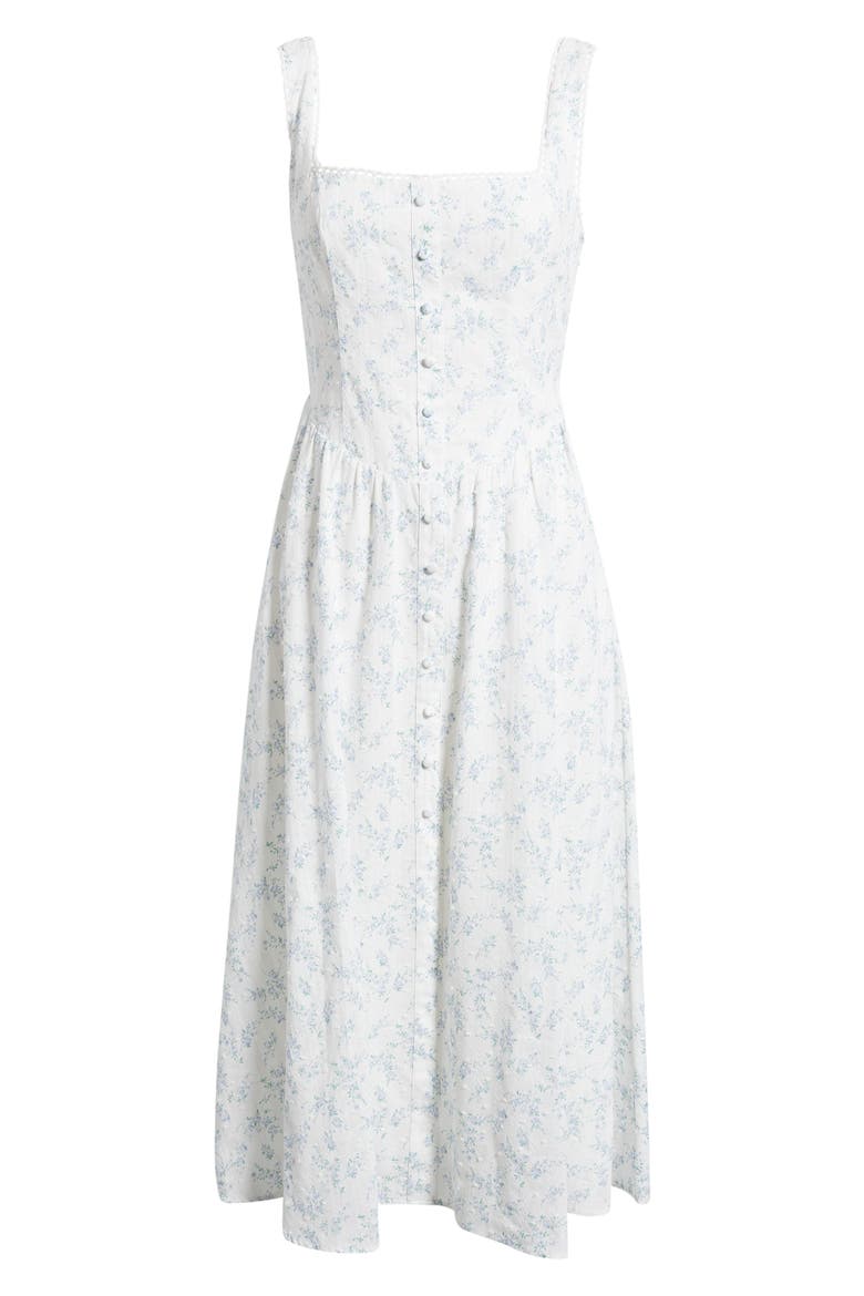 Becca Ditsy Floral Swiss Dot A-Line Midi Dress, Alternate, color, MINT/ BLUE MULTI