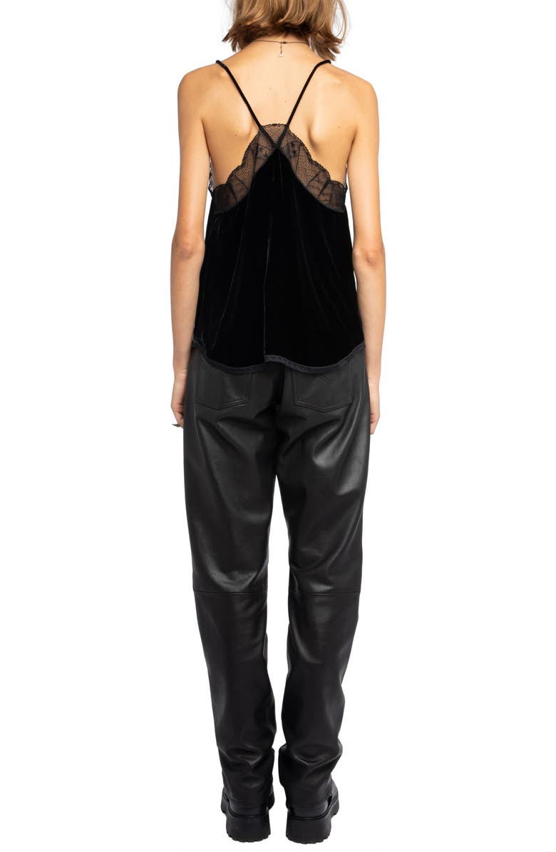 Zadig & Voltaire Christy Lace & Velvet Camisole, Alternate, color, Black