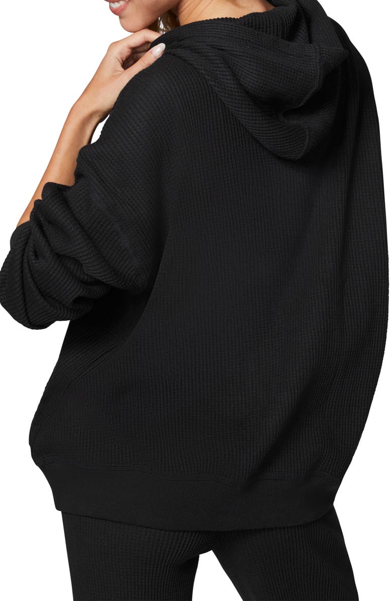 Florence by Mills Oversize Thermal Zip Hoodie, Alternate, color, Black