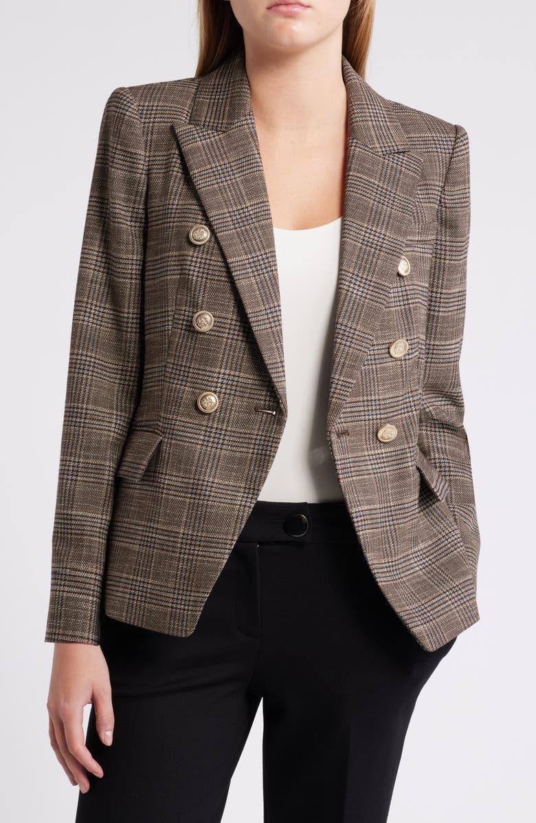 Tahari ASL Plaid Double Breasted Blazer, Main, color,