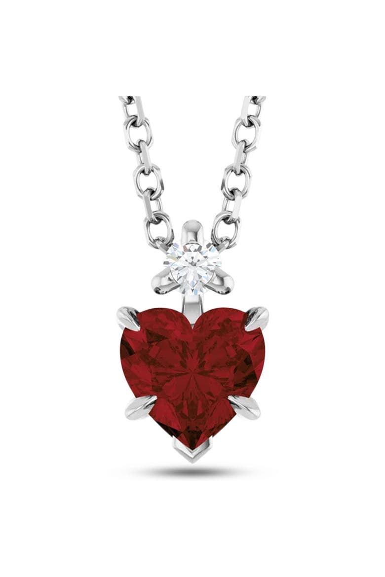 Heart Gemstone & Natural Diamond Pendant Necklace, Main, color, 0.63ct/White Gold