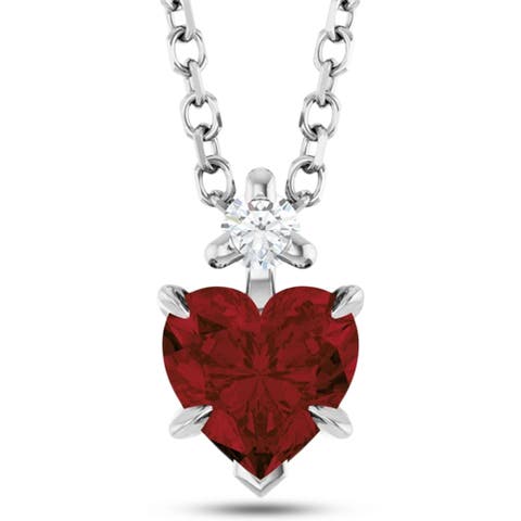 Heart Gemstone & Natural Diamond Pendant Necklace